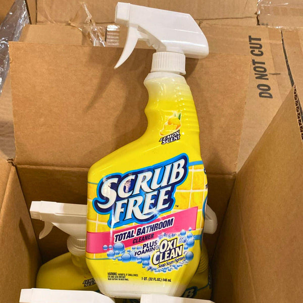 Scrub Free TOTAL BATHROOM CLEANER 32 oz OxiClean Lemon Scent Soap Scum (50 Pcs Lot) - Discount Wholesalers Inc