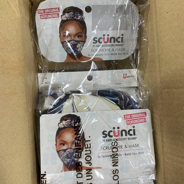 Scunci Floral Scrunchie & Matching Mask (12 Pcs Box) - Discount Wholesalers Inc