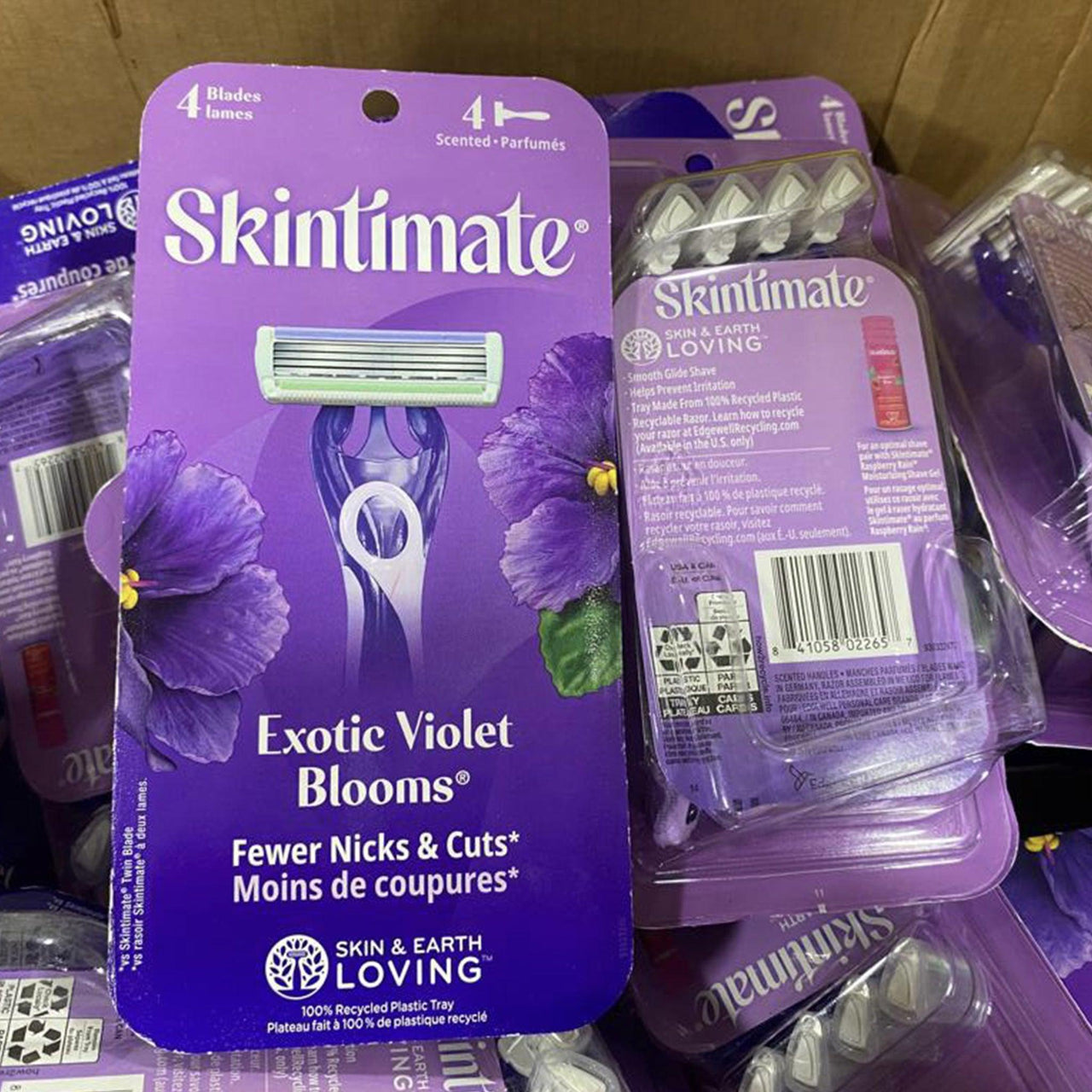 Skintimate Exotic Violet Blooms 4 Scented Blades (50 Pcs Box) - Discount Wholesalers Inc