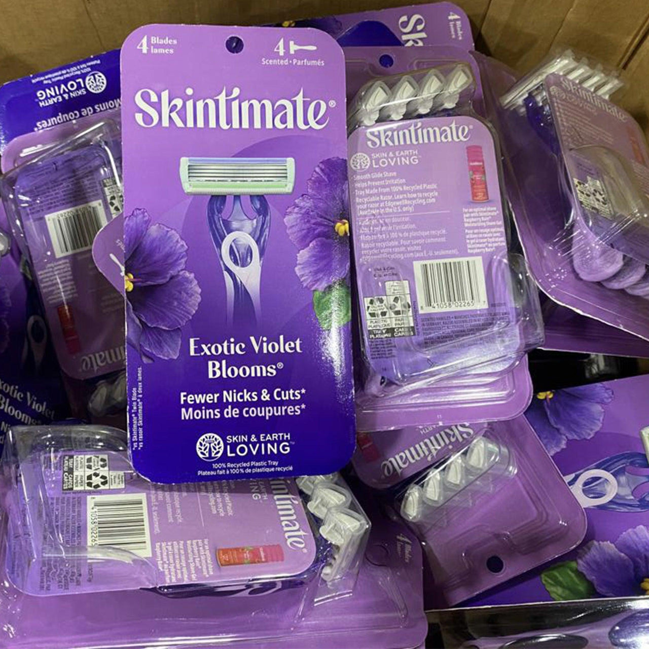 Skintimate Exotic Violet Blooms 4 Scented Blades (50 Pcs Box) - Discount Wholesalers Inc