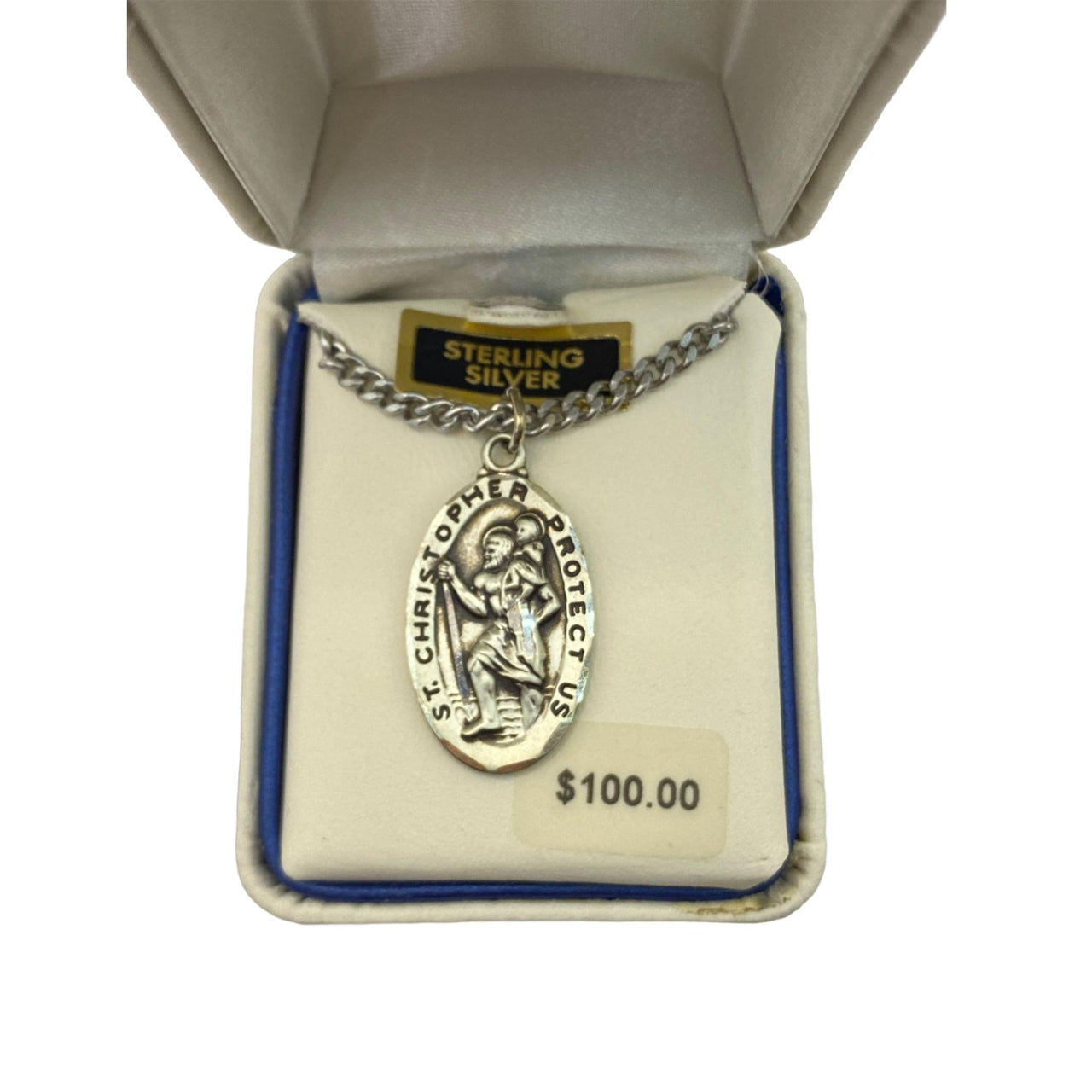 St. Christopher Protect Us - Sterling Silver Necklace (50 Pcs Box) - Discount Wholesalers Inc