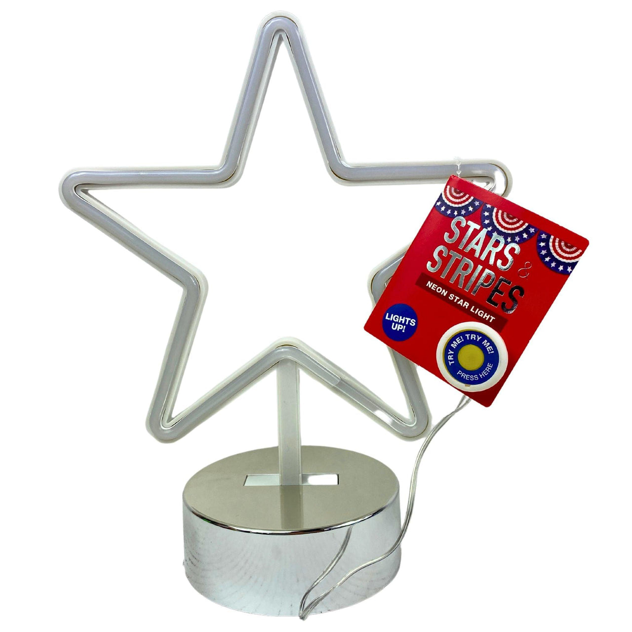 Stars & Stripes Neon Star Light Lights Up (REQUIRES 3 AA Batteries) (40 Pcs Lot) - Discount Wholesalers Inc