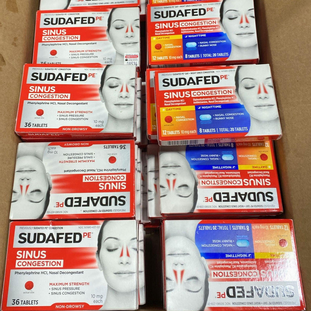 Sudafed Pe Tablets - Sinus Congestion Tablets 10mg Each Nasal Decongestant (75 Pcs Lot) - Discount Wholesalers Inc