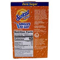 Thumbnail for Sunkist Orange Zero Sugar Naturally Artificially Flavored , Non-Carbonated Low Calorie Drink Mix Singles To Go! 6 sticks (96 Pcs Lot) - Discount Wholesalers Inc