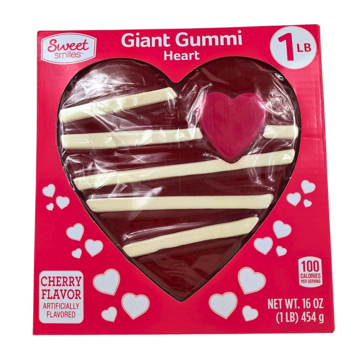 Sweet Smiles Giant Gummi Heart Cherry Flavor 16OZ (60 Pcs Lot) - Discount Wholesalers Inc