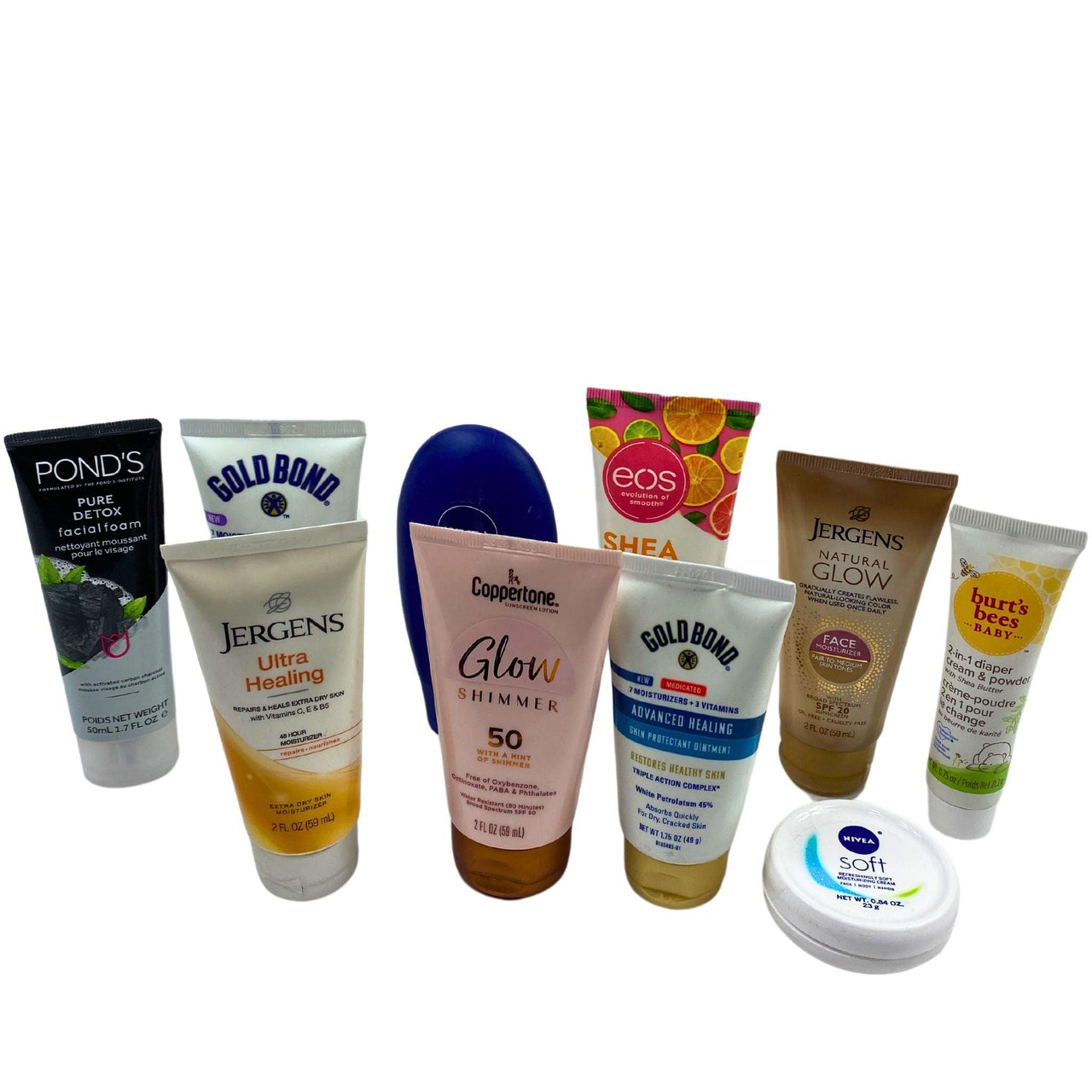 Travel Skin Care Assorted Different Brands, Pond's, Nivea,Jergens, Gold bond, Burt's bees,Eos, Coppertone (100 Pcs Lot) - Discount Wholesalers Inc