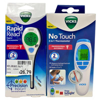 Thumbnail for Vicks Thermometers Mix - No Touch 3-in-1 Thermometer & Rapid Read Digital Thermometer (55 Pcs Lot) - Discount Wholesalers Inc