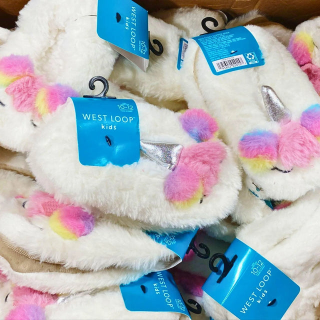 West Loop Kids Unicorn Slippers (60 Pcs Lot) - Discount Wholesalers Inc