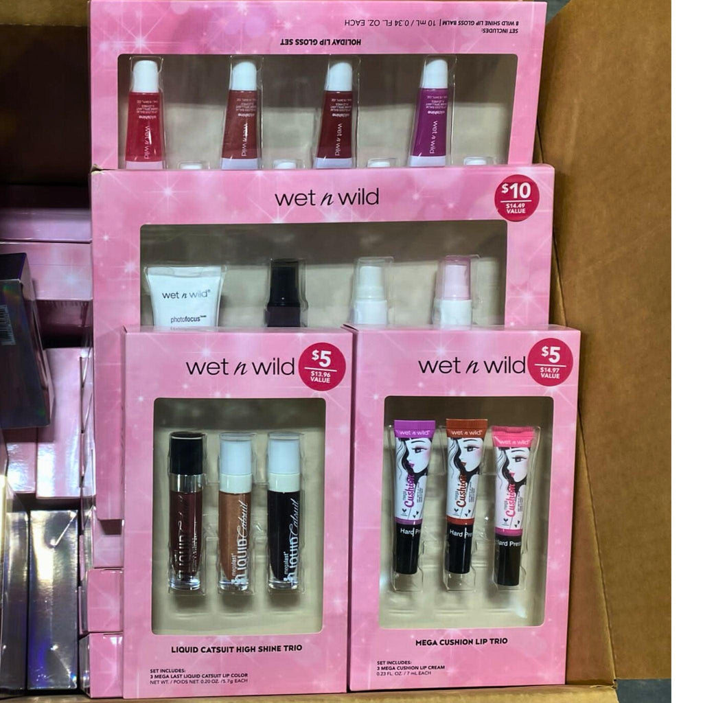 Wet'n'Wild Makeup Gift Kits - Highlighter Trio,Prime Set,Lip Trio (60 Pcs Lot) - Discount Wholesalers Inc