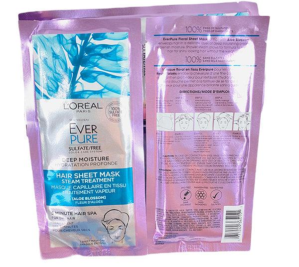 L'Oreal EverPure Deep Moisture Hair Sheet Mask - Wholesale (50 Pcs Box) - Discount Wholesalers Inc