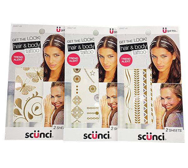 Scunci 48 Piece Hair And Body Tattoo Box - Wholesale (48 Pcs Box) - Discount Wholesalers Inc